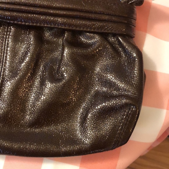 Loeffler Randall Handbag Chocolate Metallic Purse Heavy Gold Chain Link Strap - Picture 4 of 9